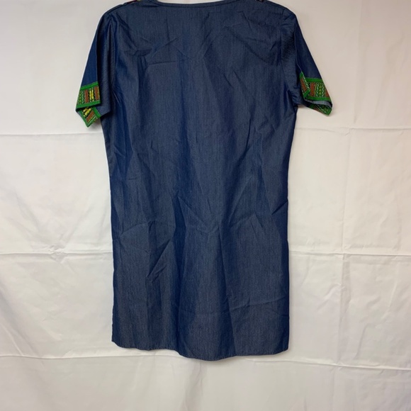 Marine dress SZ M blue shift multi color trim unique hippie bohemian causal - Picture 5 of 9